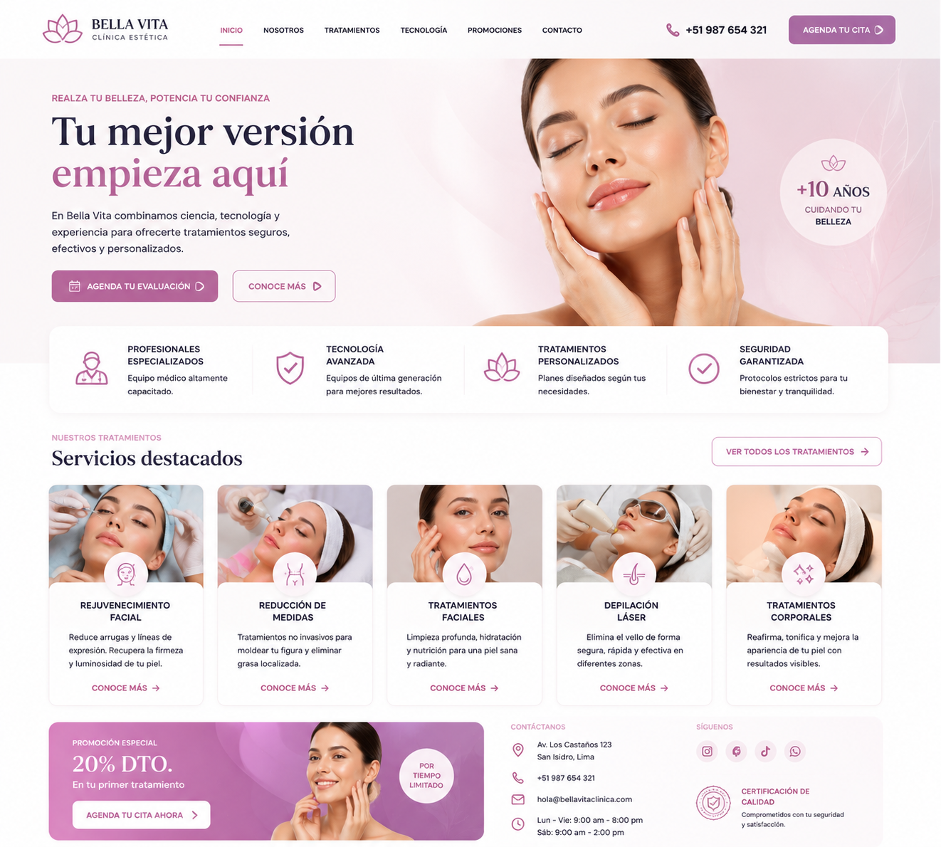 Diseño web de Clinica Estetica