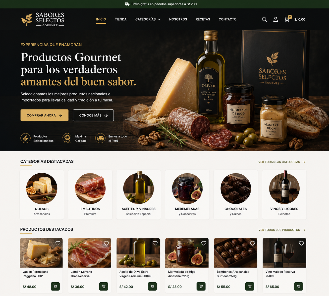 Diseño web de Gourmet