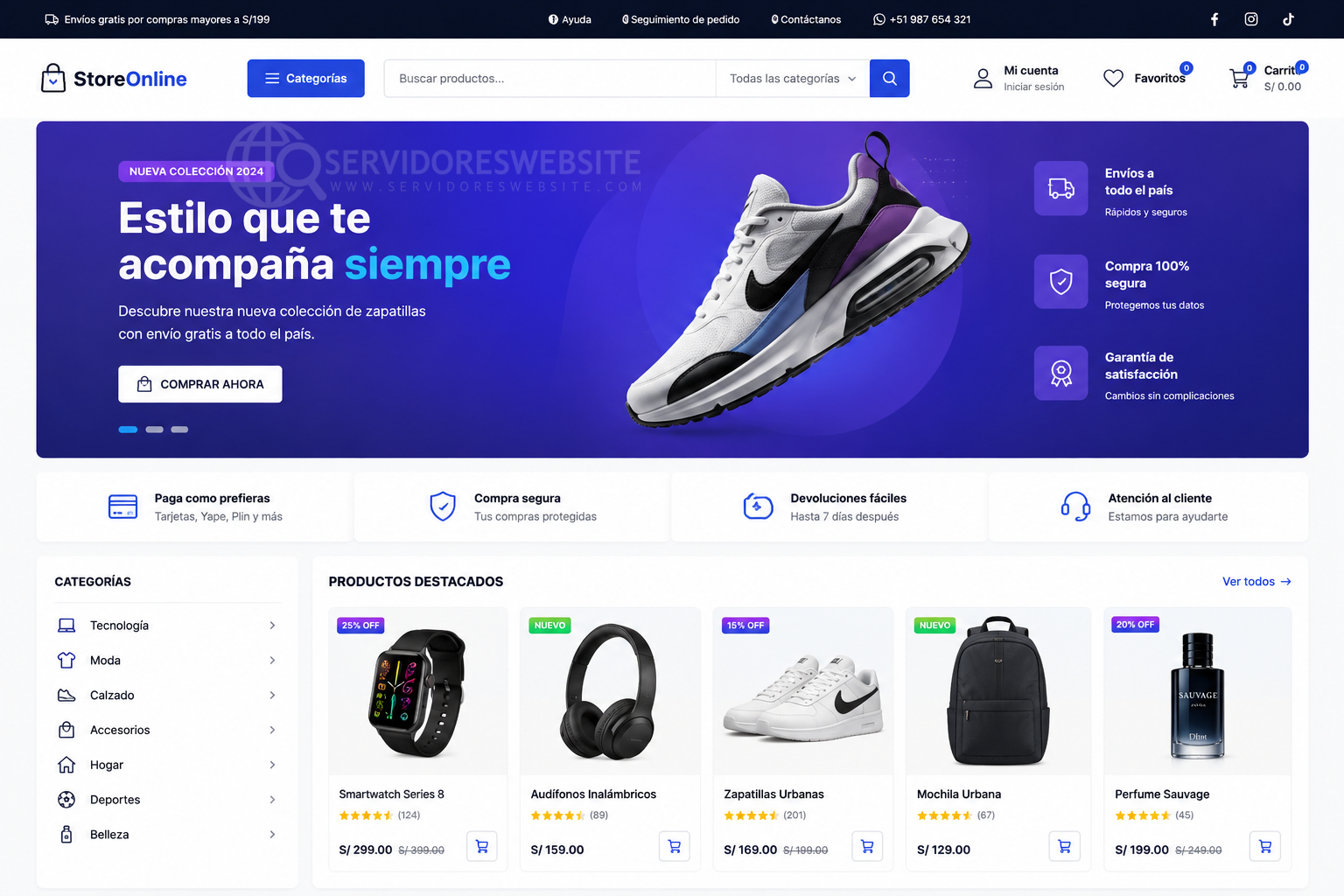 Diseño web de Zapatillas